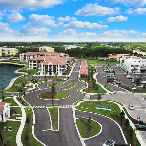 aerial view of buildings and streets